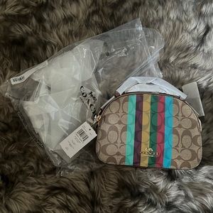 COACH - NWT - Serena Satchel - Signature Canvas With Stripes - Crossbody Bag
